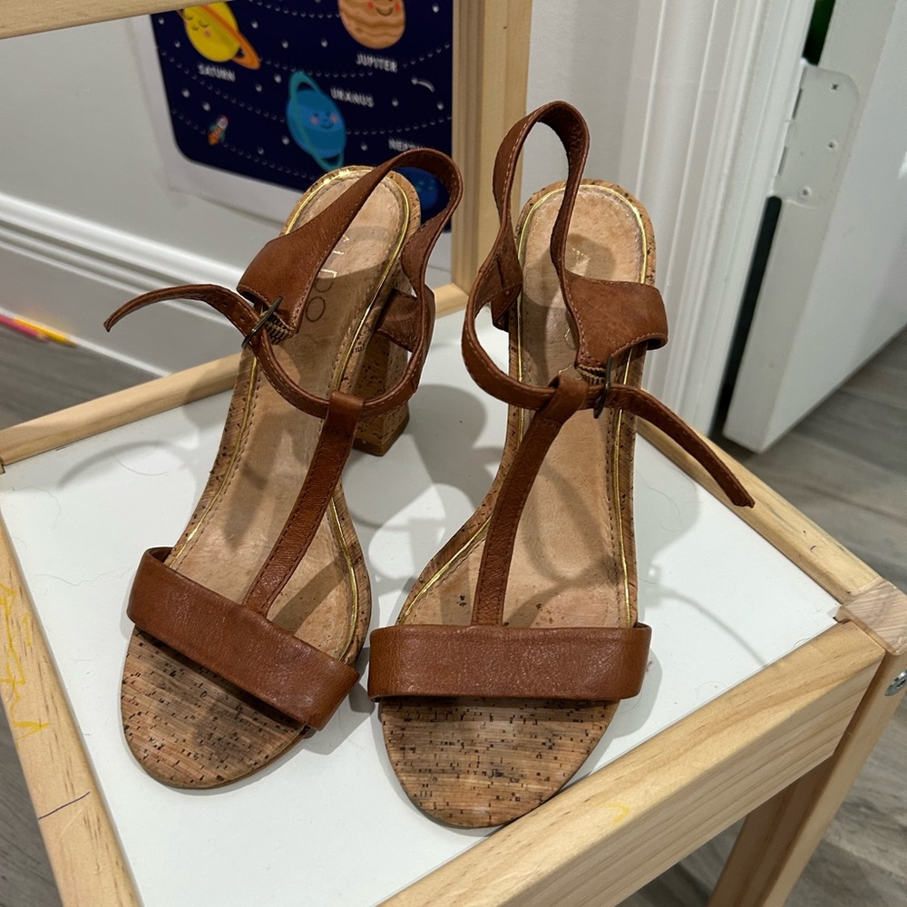 Aldo Tan Leather Heeled Sandals